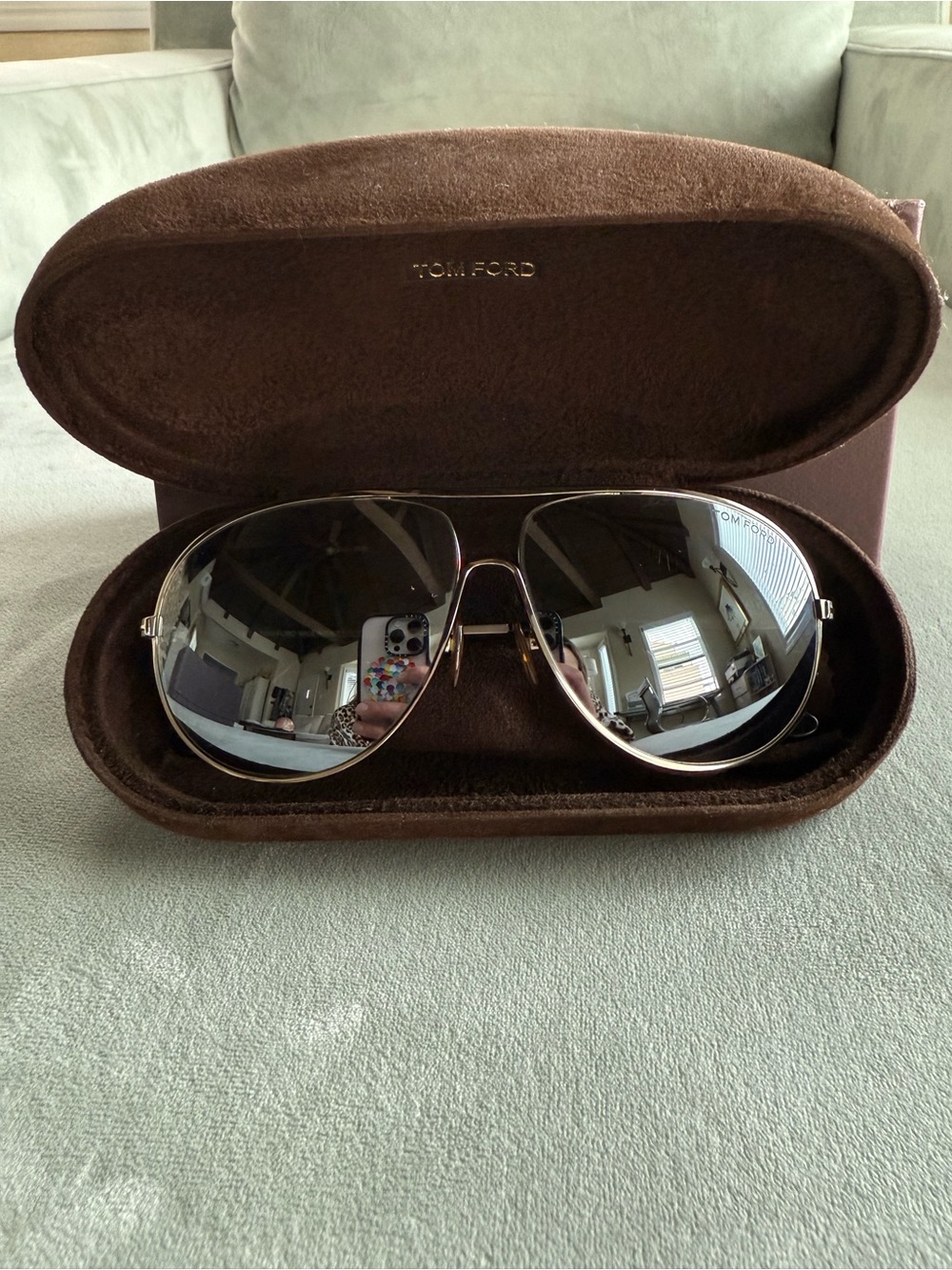 Tom Ford Silver Mirrored Aviator Sunglasses
